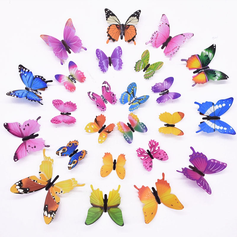 EPibuss 12pcs/lot Luminous  Colorful Butterflies Butterfly 3D Wall Sticker