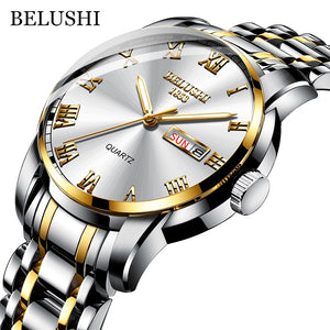 EPibuss Men Stainless Steel Business Clock Waterproof Luminous Watches