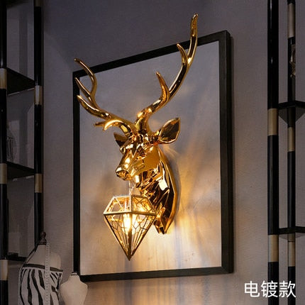 EPibuss Deer Head Wall Light Living Room Bedroom Aisle Background Wall  Decor