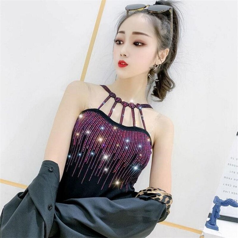 EPibuss Sexy camisole for women hot diamond  Elastic tank top trend Streetwear