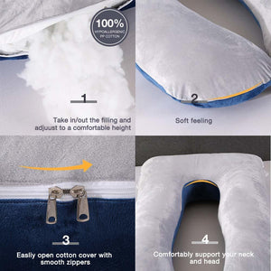 EPibuss Side Sleeper Maternity Sleeping Support U Shape 100% Cotton Full Body Pillow for Pregnant Women