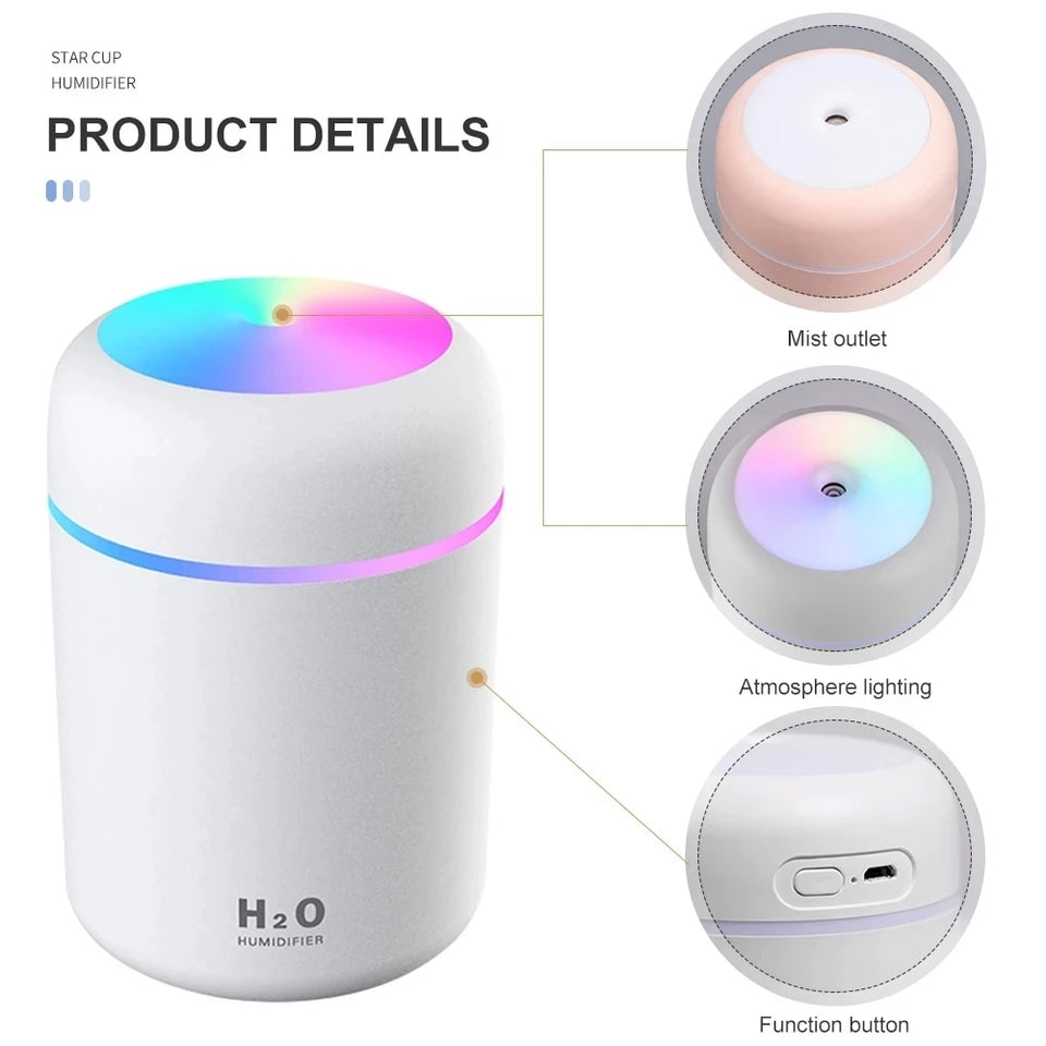 EPibuss Portable Aroma Oil Diffuser Electric Air Humidifier with Colorful Night Light for Home Car