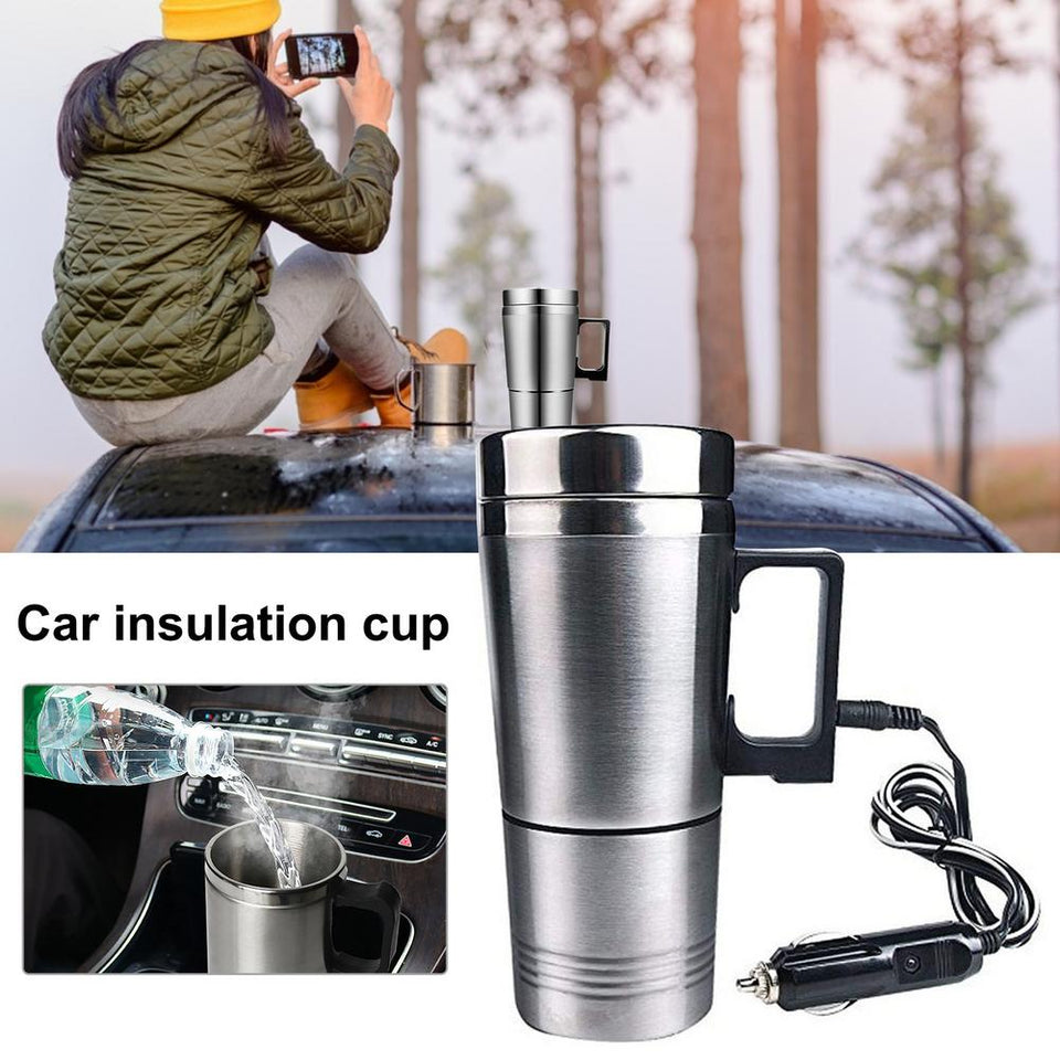 EPibuss 12V/24V Stainless Steel  Vehicle, Camping, Travel  Water Coffee Heating Kettle