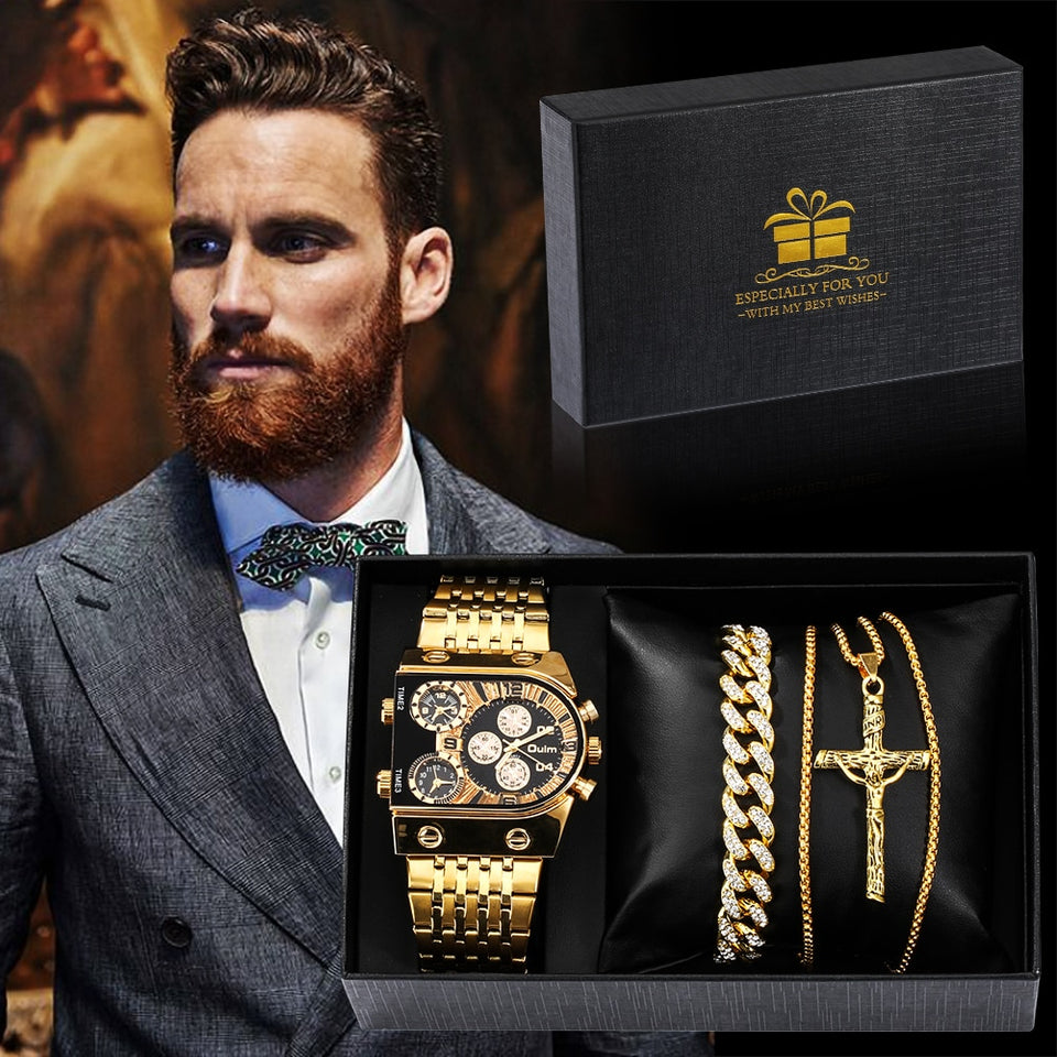 EPibuss Luxury Men Quartz Jewelry set