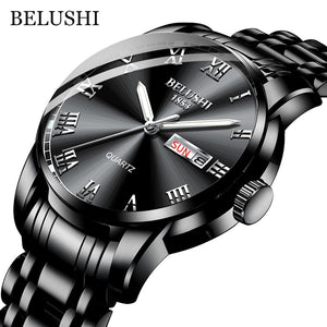 EPibuss Men Stainless Steel Business Clock Waterproof Luminous Watches