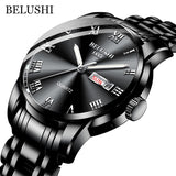 EPibuss Men Stainless Steel Business Clock Waterproof Luminous Watches