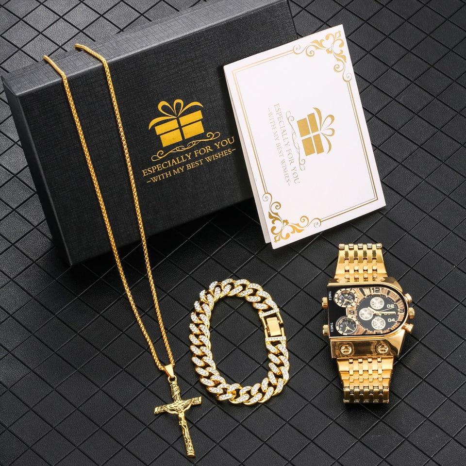 EPibuss Luxury Men Quartz Jewelry set