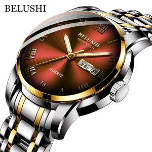 EPibuss Men Stainless Steel Business Clock Waterproof Luminous Watches