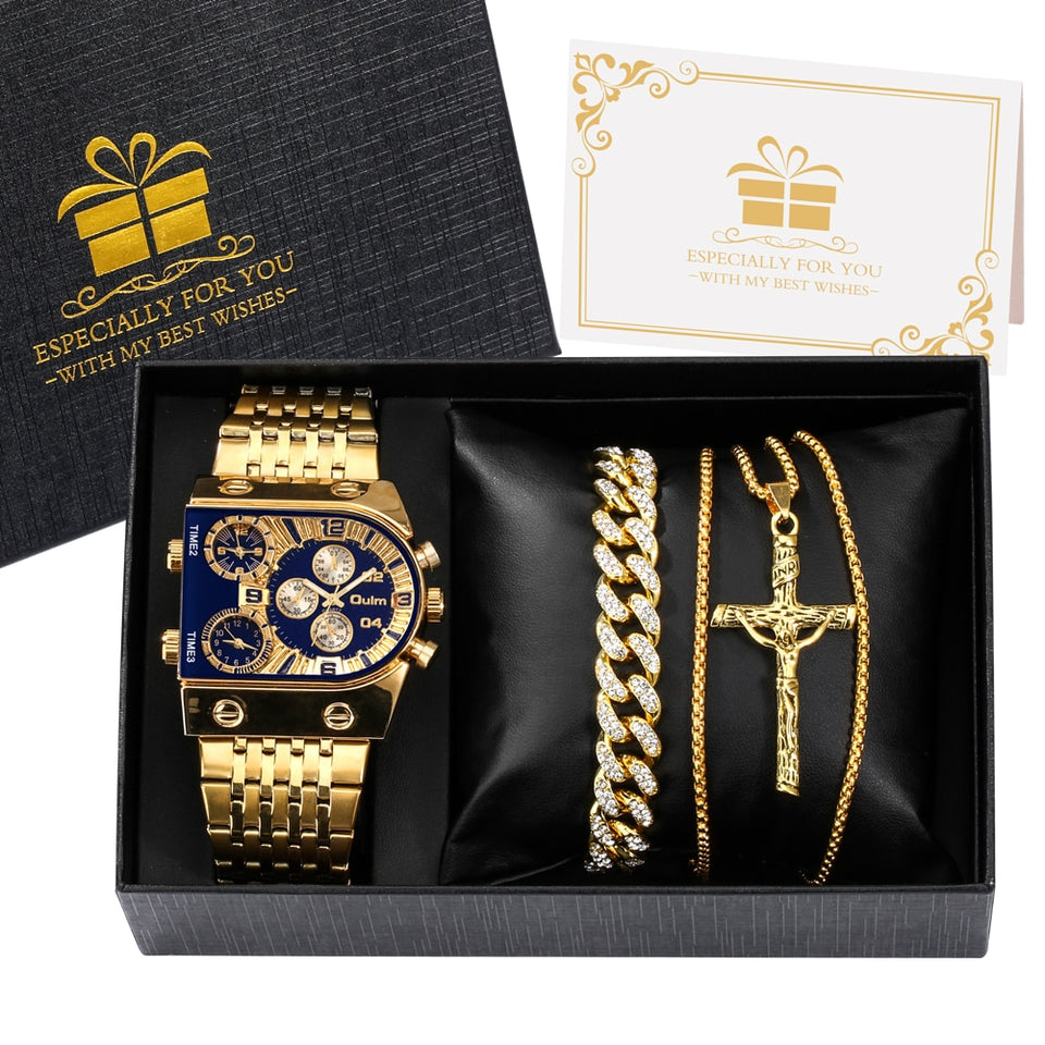 EPibuss Luxury Men Quartz Jewelry set