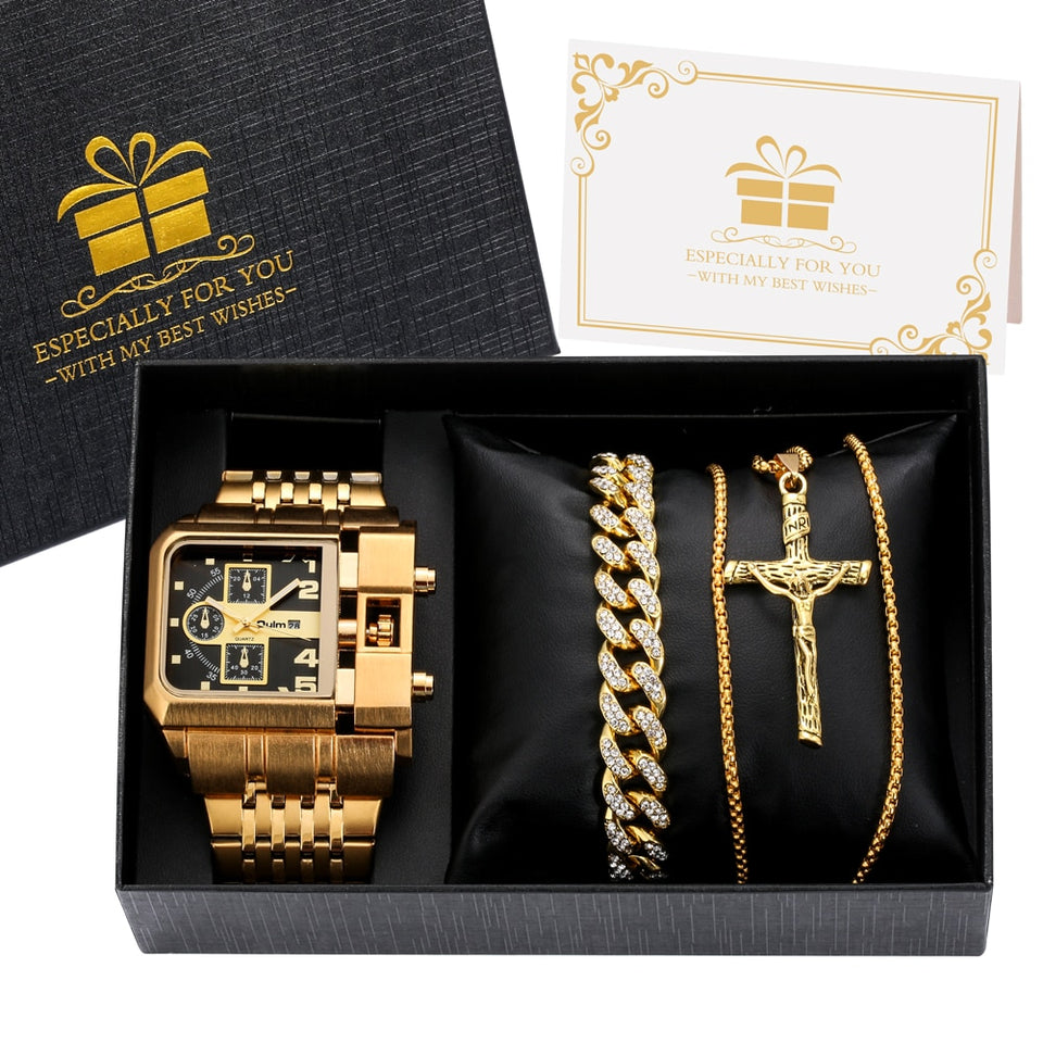 EPibuss Luxury Men Quartz Jewelry set
