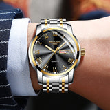 EPibuss Men Stainless Steel Business Clock Waterproof Luminous Watches