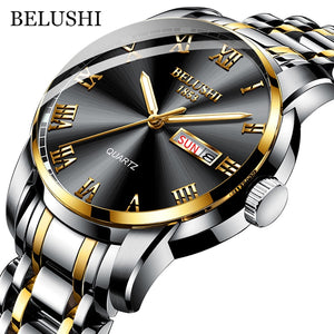 EPibuss Men Stainless Steel Business Clock Waterproof Luminous Watches