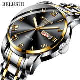 EPibuss Men Stainless Steel Business Clock Waterproof Luminous Watches