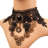 EPibuss Women Black Beaded Flowers Crystal  Necklace Jewelry