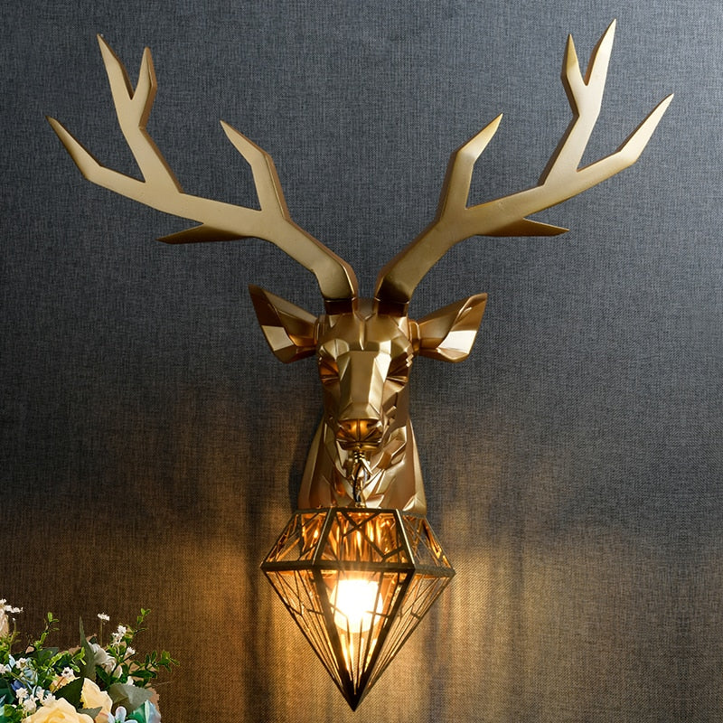 EPibuss Deer Head Wall Light Living Room Bedroom Aisle Background Wall  Decor