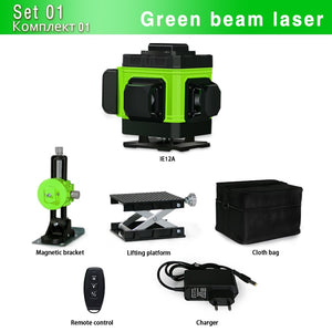 EPibuss Wireless Remote Control 3D 360 Degree 12 Lines Green Laser Level