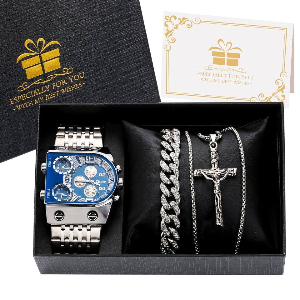 EPibuss Luxury Men Quartz Jewelry set