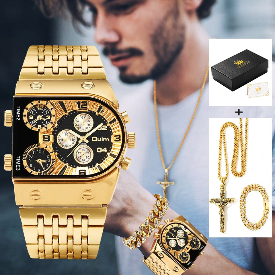 EPibuss Luxury Men Quartz Jewelry set