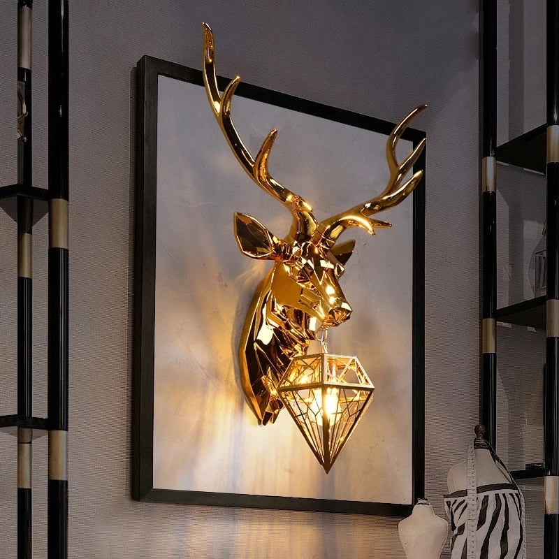 EPibuss Deer Head Wall Light Living Room Bedroom Aisle Background Wall  Decor