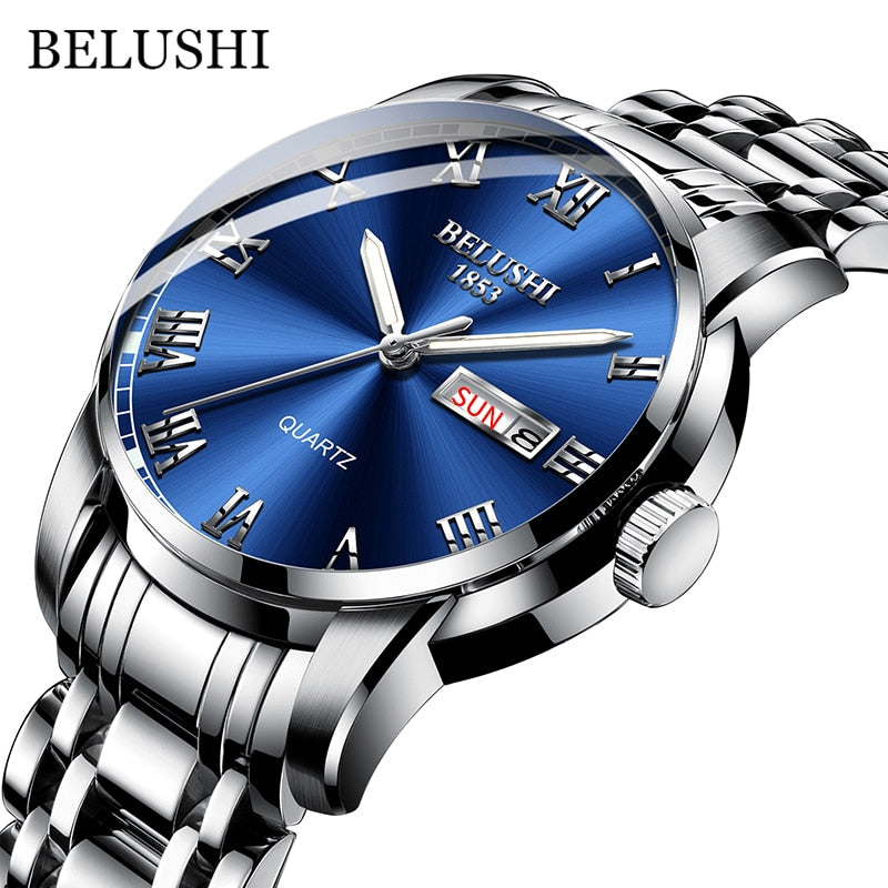 EPibuss Men Stainless Steel Business Clock Waterproof Luminous Watches