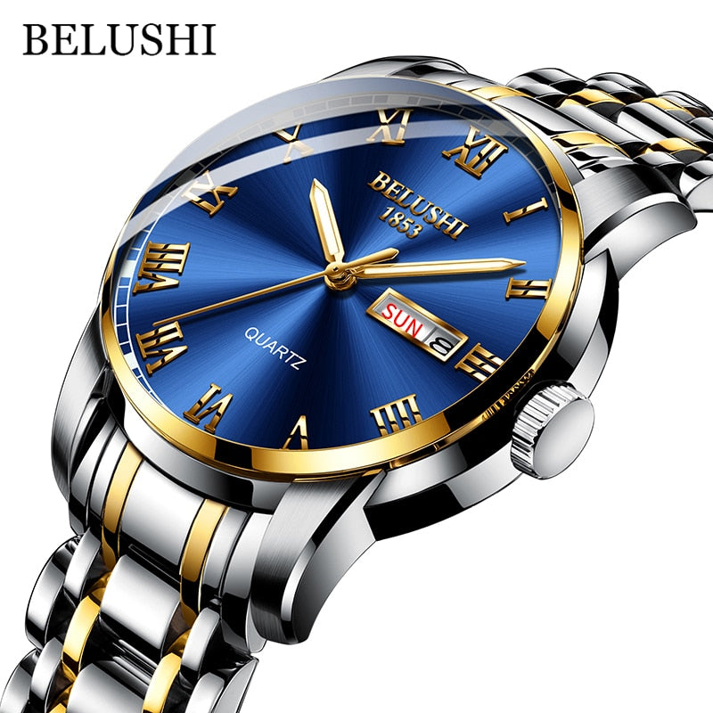 EPibuss Men Stainless Steel Business Clock Waterproof Luminous Watches