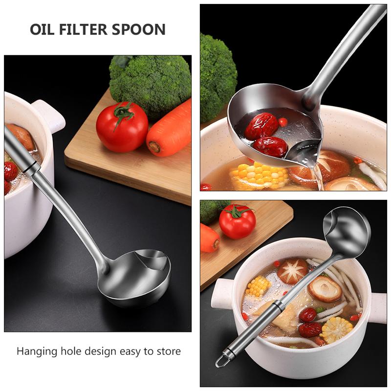 EPibuss Long Handle Kitchen Stainless Steel Scoop Filter Skimmer Oil-Water  Strainer