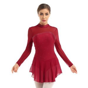 EPibuss Costume Long Sleeve Latin Ballet Stage Dance Gymnastics Leotard Dress