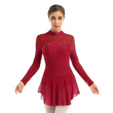 EPibuss Costume Long Sleeve Latin Ballet Stage Dance Gymnastics Leotard Dress