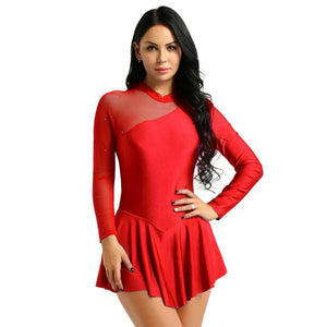 EPibuss Costume Long Sleeve Latin Ballet Stage Dance Gymnastics Leotard Dress