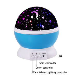 EPibuss Romantic Rotating  Star Moon Sky Projector Night Light For Kids Baby Sleep