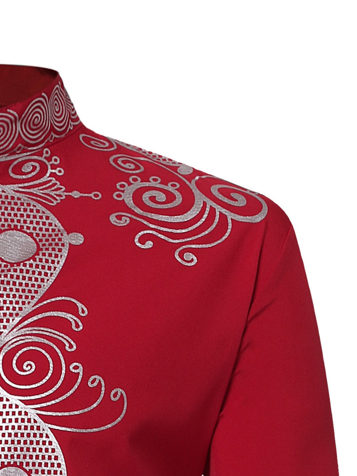 EPibuss Men Long Sleeve African Print Dashiki Dress  Shirts