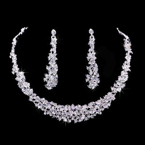 EPibuss Women Rhinestone Luxury Wedding Prom Necklace Earrings Bracelet Jewelry Sets