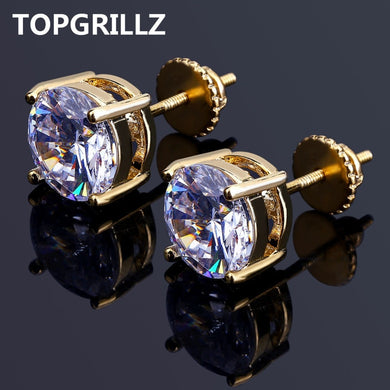 EPibuss Iced Out Bling Stud Earrings With Screw Back Silver Plated Micro CZ Stone Earrings