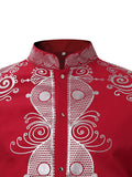 EPibuss Men Long Sleeve African Print Dashiki Dress  Shirts