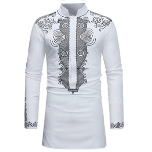 EPibuss Men Long Sleeve African Print Dashiki Dress  Shirts