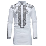 EPibuss Men Long Sleeve African Print Dashiki Dress  Shirts