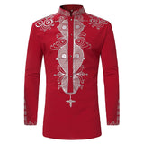 EPibuss Men Long Sleeve African Print Dashiki Dress  Shirts