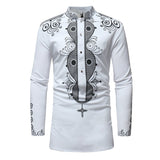 EPibuss Men Long Sleeve African Print Dashiki Dress  Shirts