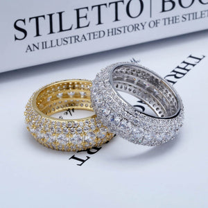 EPibuss  Iced Out Cubic Zircon Bling Round Ring Gold Silver Color Jewelry