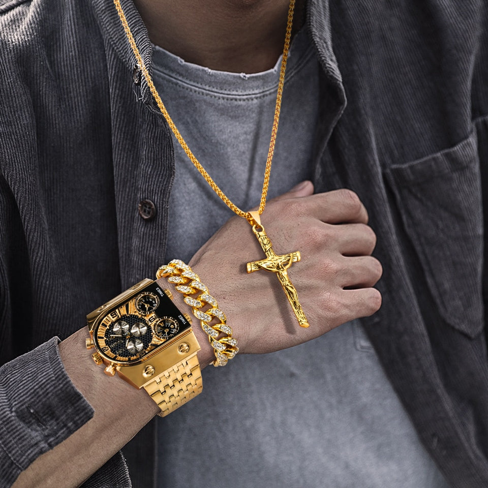EPibuss Luxury Men Quartz Jewelry set