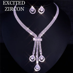 EPibuss Women Zircon Rhinestone  Earrings and Necklace Jewelry Set of Bride Bridesmaid