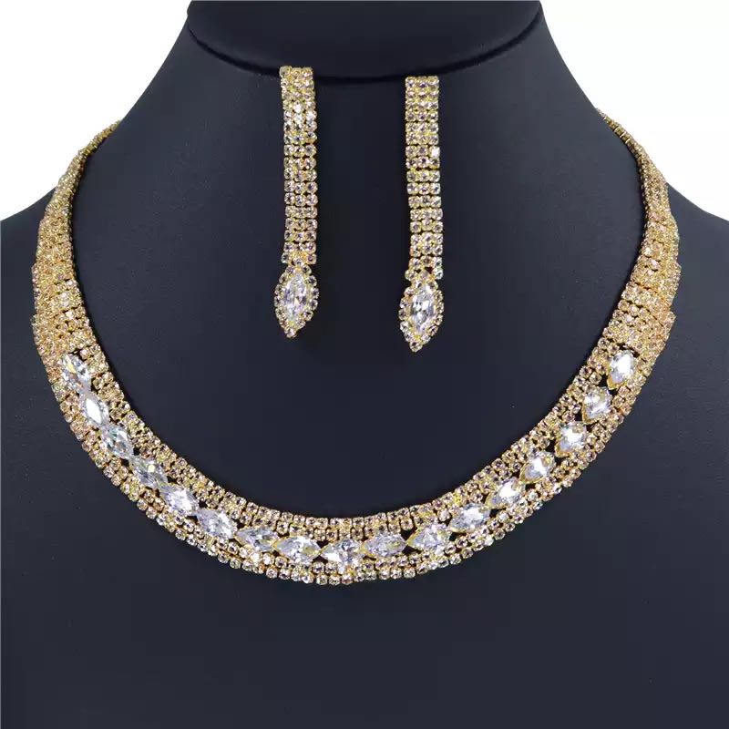 EPibuss Women Zircon Rhinestone  Earrings and Necklace Jewelry Set of Bride Bridesmaid