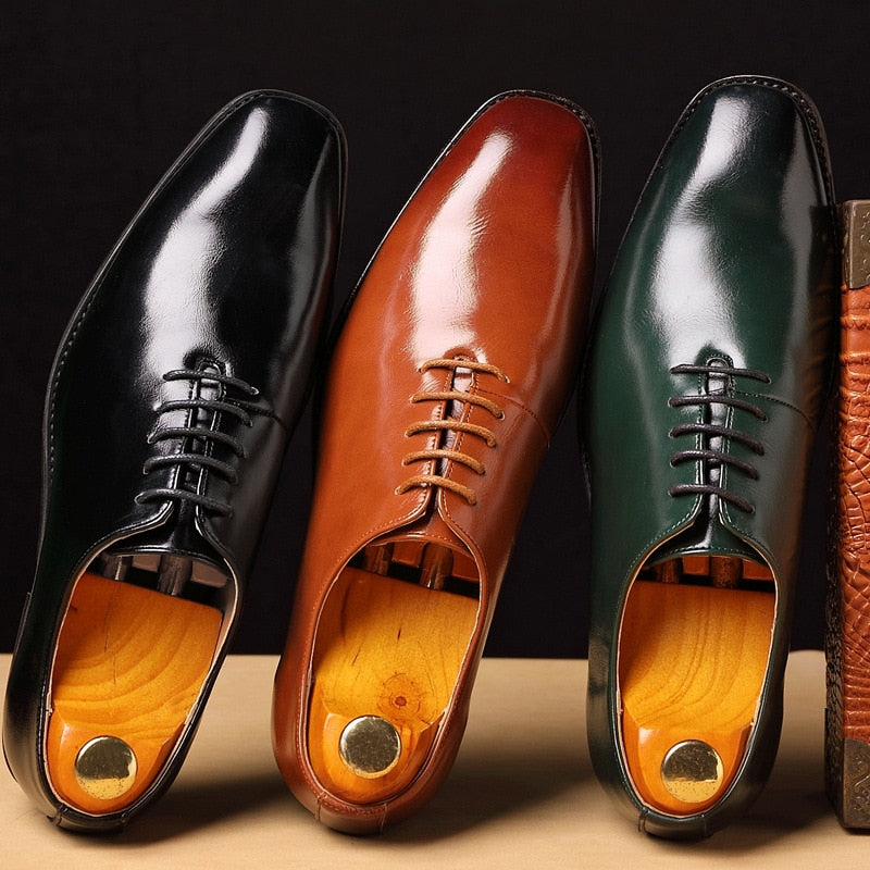 EPibuss Men Leather British Style Oxfords Solid Color Business, Wedding Elegant Wedding Shoes