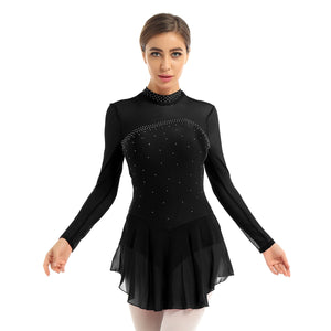 EPibuss Costume Long Sleeve Latin Ballet Stage Dance Gymnastics Leotard Dress