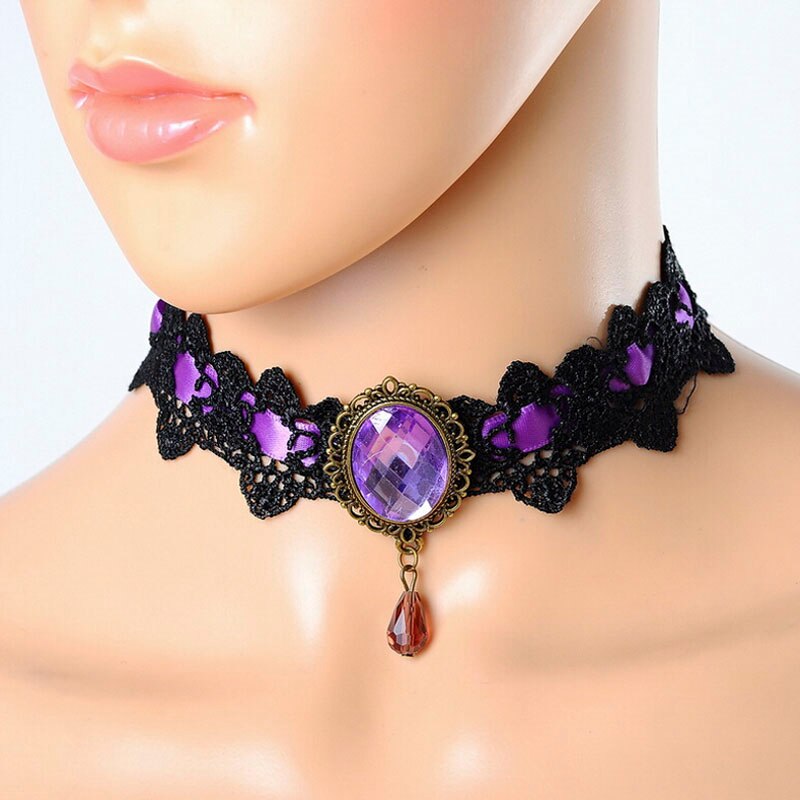 EPibuss Women Black Beaded Flowers Crystal  Necklace Jewelry