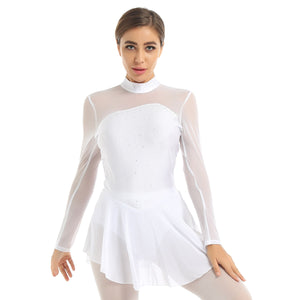 EPibuss Costume Long Sleeve Latin Ballet Stage Dance Gymnastics Leotard Dress