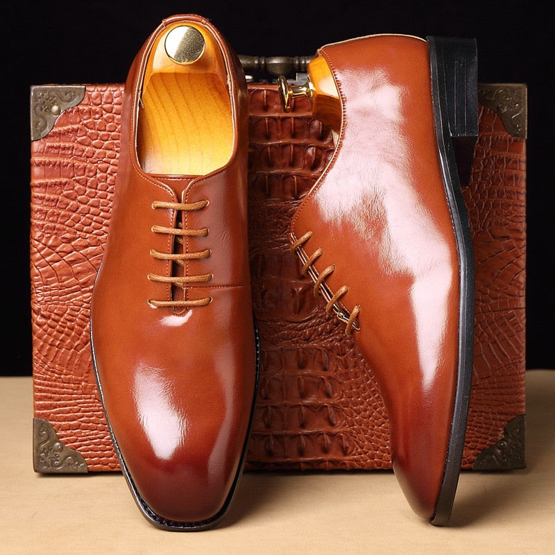 EPibuss Men Leather British Style Oxfords Solid Color Business, Wedding Elegant Wedding Shoes