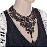 EPibuss Women Black Beaded Flowers Crystal  Necklace Jewelry