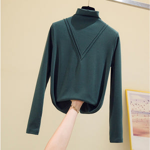 EPibuss Women Turtleneck Autumn /Winter Cotton Tshirt