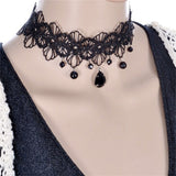 EPibuss Women Black Beaded Flowers Crystal  Necklace Jewelry